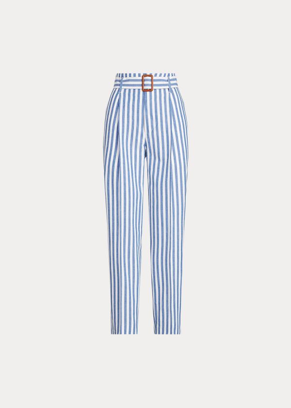 Calças Polo Ralph Lauren Striped Straight-Leg Mulher 48736-BDOE